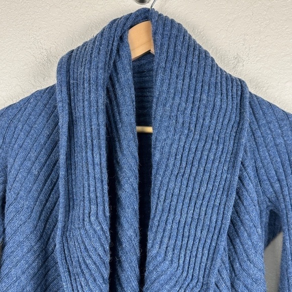 Alpaca International Baby Alpaca Long Sleeve Open Front Waterfall Cardigan Blue - Picture 2 of 9